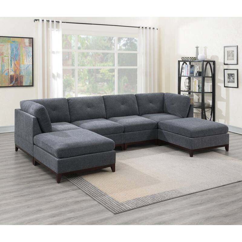 Modular Living Room Furniture Ottoman Ash Chenille Fabric 1pc Cushion Ottoman Couch