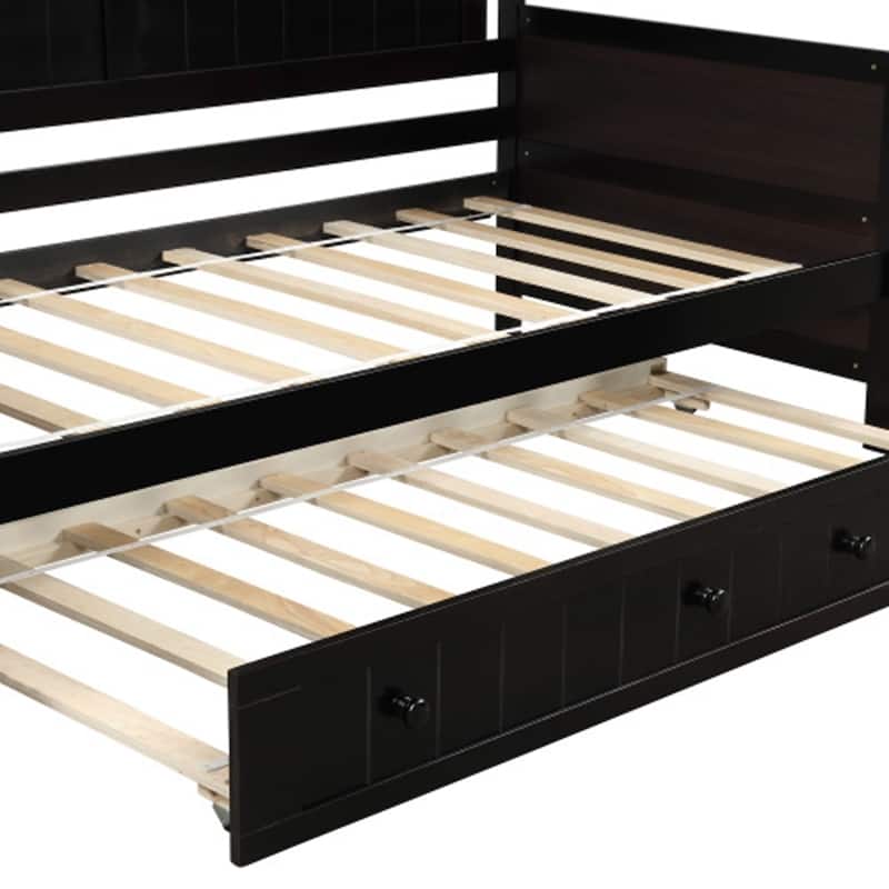 Twin Wooden Daybed with 2 drawers / Trundle Bed, Sofa Bed for Bedroom Living Room,No Box Spring Needed