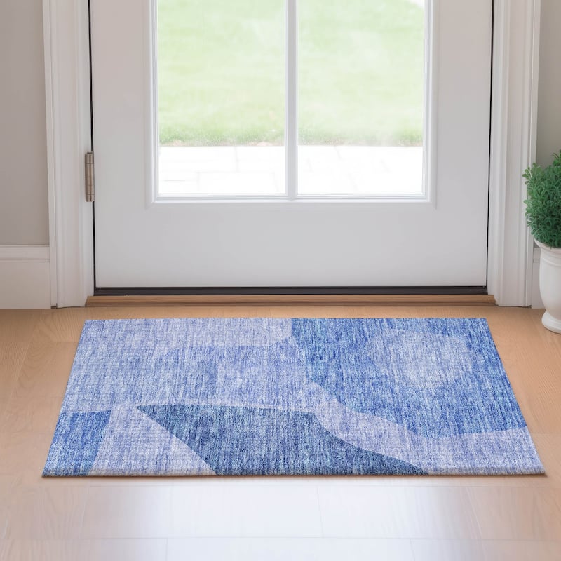 Premium Washable Super Soft Contemporary Geometric Mayfield Rug - Navy - 1' 8" x 2' 6" - Rectangle