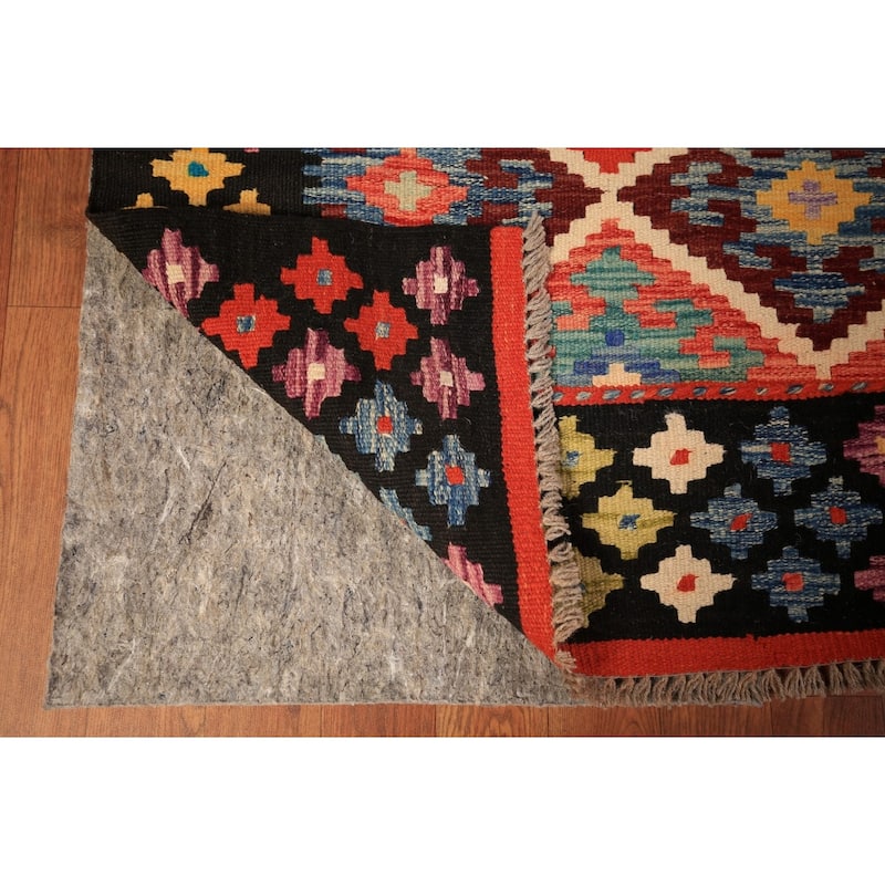 Reversible Kilim Oriental Area Rug Hand-Woven Wool Carpet - 8'0" x 9'10"