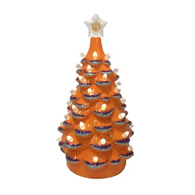 14 inch Clemson Ceramic Tree - orange