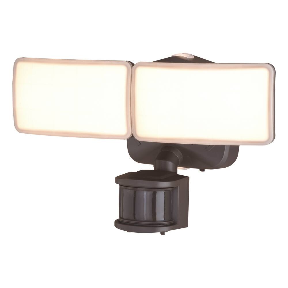 Merill Bronze Integrated LED Motion Sensor Dusk to Dawn Outdoor Security Flood Light - 11.5-in W x 7.25-in H x 5.75-in D