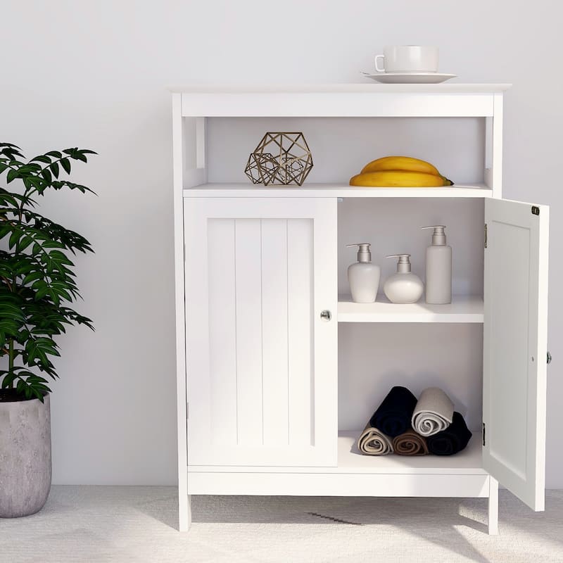 White Bathroom Standing Storage Cabinet with Double Shutter Doors - 31.5" x 24" x 11.8"