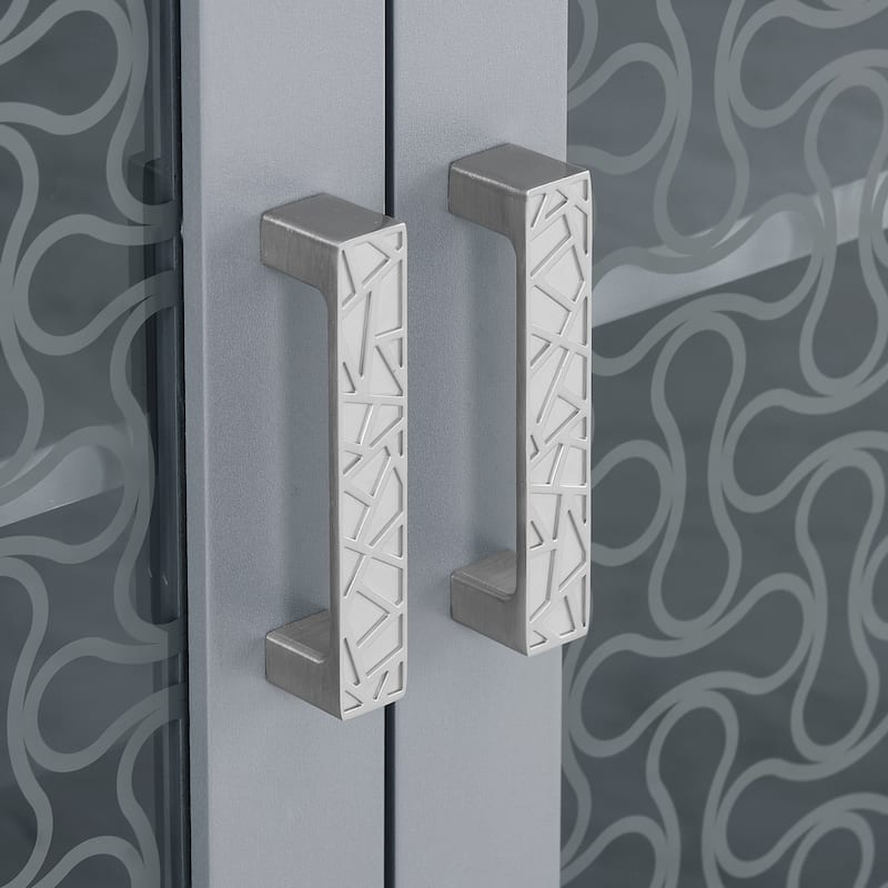 Farmhouse Style TV Stand Home Entertainment Console, for TVs Up To 80'' with Open Shelving and Glass Doors, For Living Room