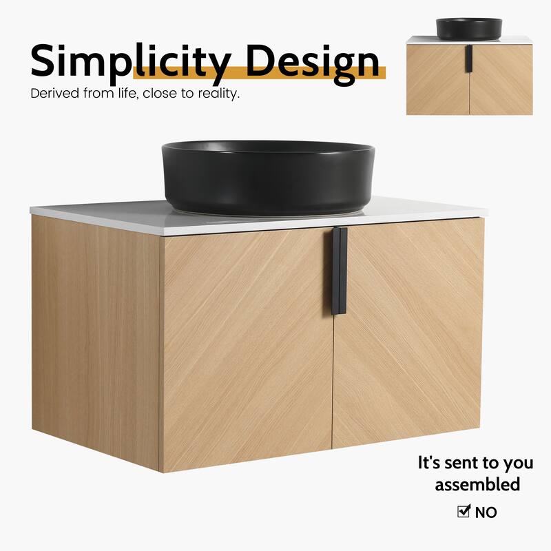 Bathroom Vanity With Sink In 30/36 Inch, Floating Bathroom Vanity With 2 Soft Close Doors