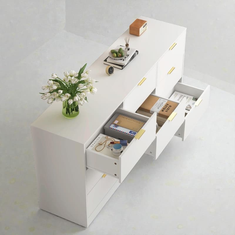 9-Drawer Modern Dresser with Handle-Free Design, Wood Storage Chest for Bedroom or Entryway