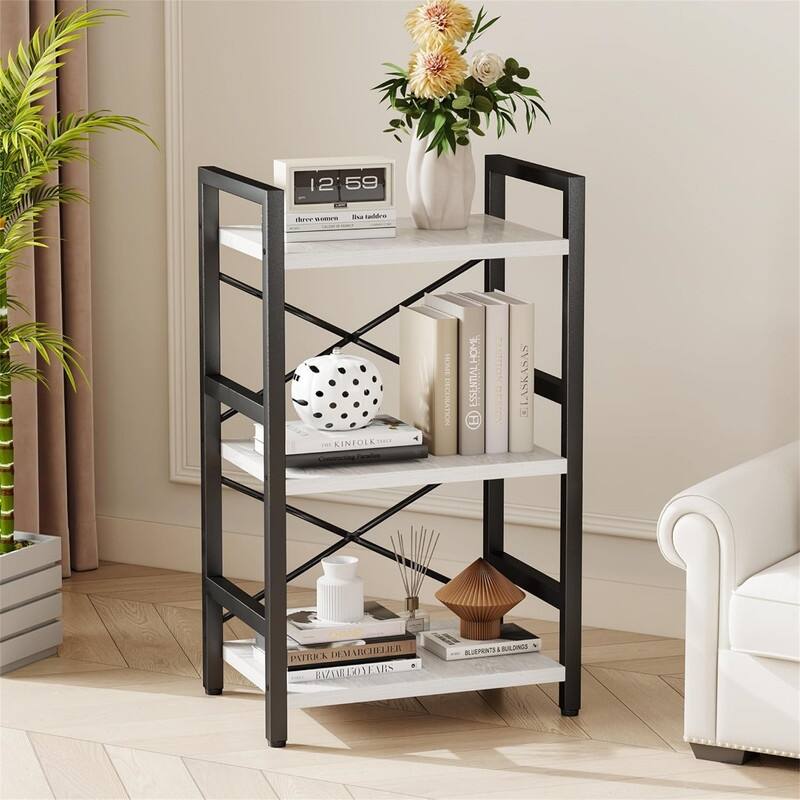 Metal Small Bookcase - 16.54"D x 11.02"W x 27.56"H - White