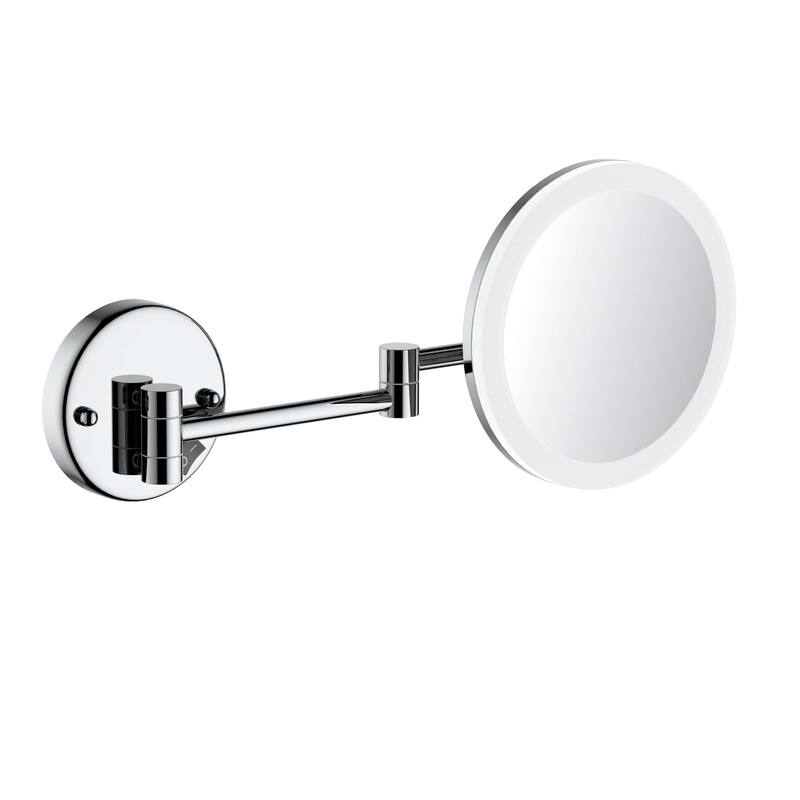 Circular LED Wall Mount One Side 5x Magnifying Make Up Mirror - Chrome