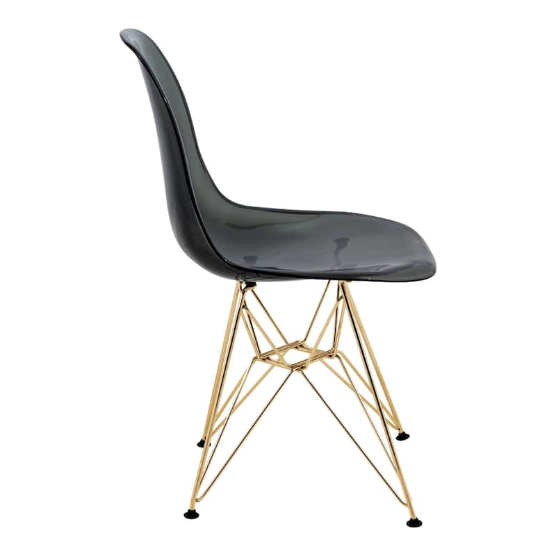 Crescro Set of 4 Acrylic Dining Banquet Side Chair in Gold Stainless Steel Frame for Indoor Outdoor Home Office & Kitchen