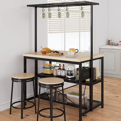 42"/47" Multi-Functional Kitchen Island with Storage - Heavy-Duty Wood & Metal Design, Microwave Shelf