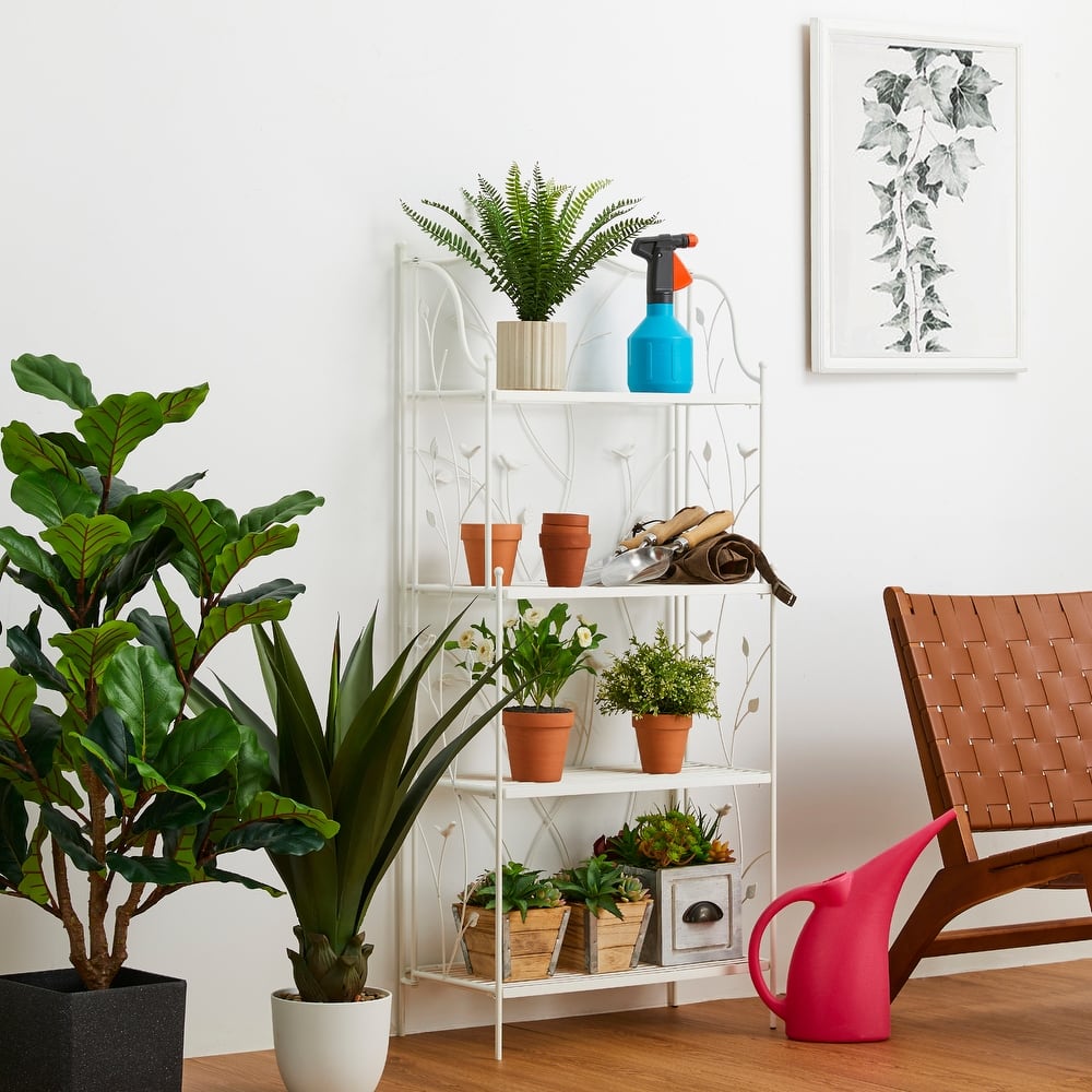 Glitzhome Multifunctional 3 or 4-Tiers Metal Plant Shelving Planter Stands Flower Pot Shelf One-step Fordable Design