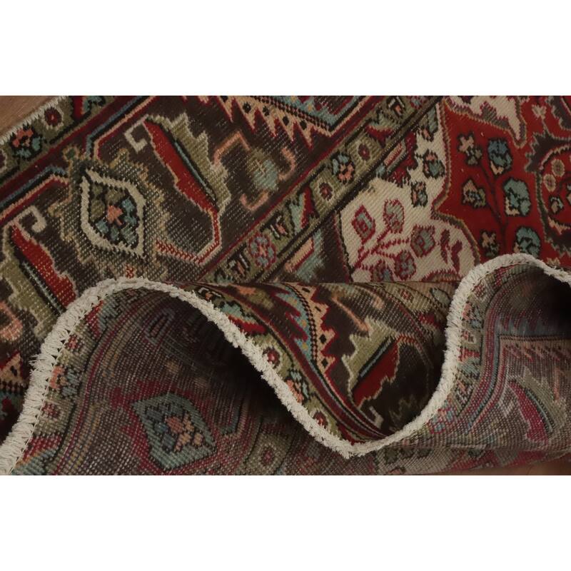 Hand Knotted Oriental 100% Wool Carpet Traditional Floral Red Tabriz Area Rug - 9' 0'' X 6' 7''