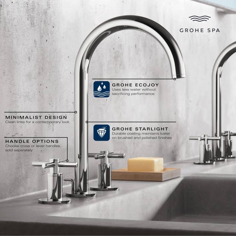 Grohe 20 659 Atrio New 1.2 GPM Widespread Bathroom Faucet with Pop-Up - Brushed Cool Sunrise
