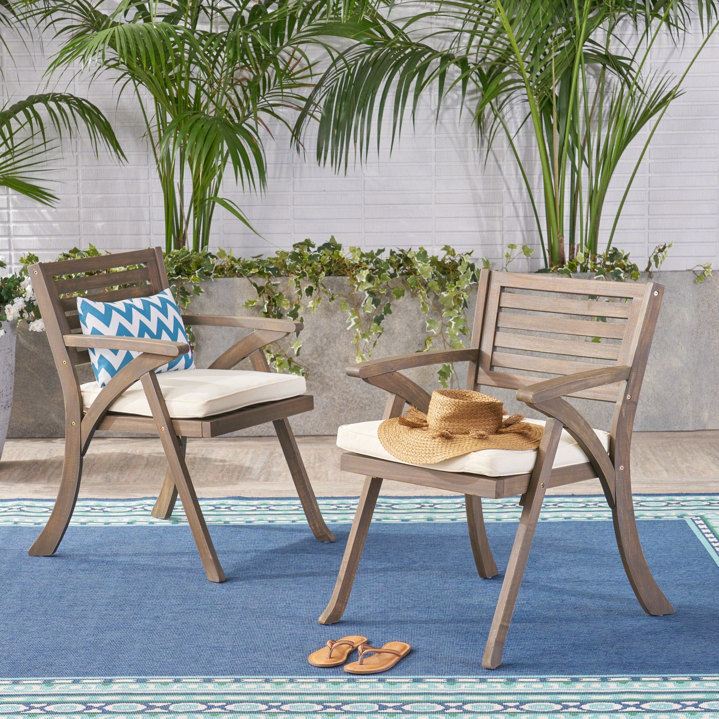Hermosa Outdoor Acacia Wood Dining Chair Set of 2 by Christopher Knight Home 24.00