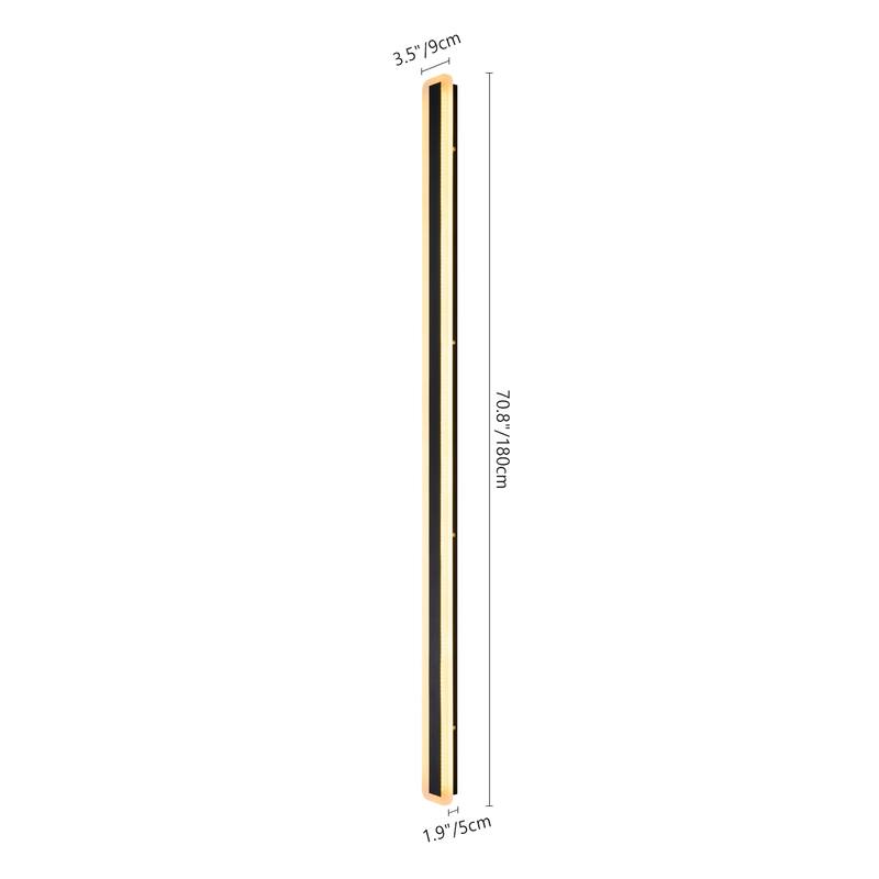 Modern Black Linear Rectangular Strip Exterior Sconce Integrated LED Waterproof IP65 Outdoor Wall Light