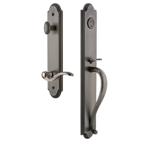 Grandeur ARCSGRBEL_ESET_238_LH Arc Solid Brass Rose Left Handed Keyed Entry Single Cylinder Full Plate "S" Grip Handleset with