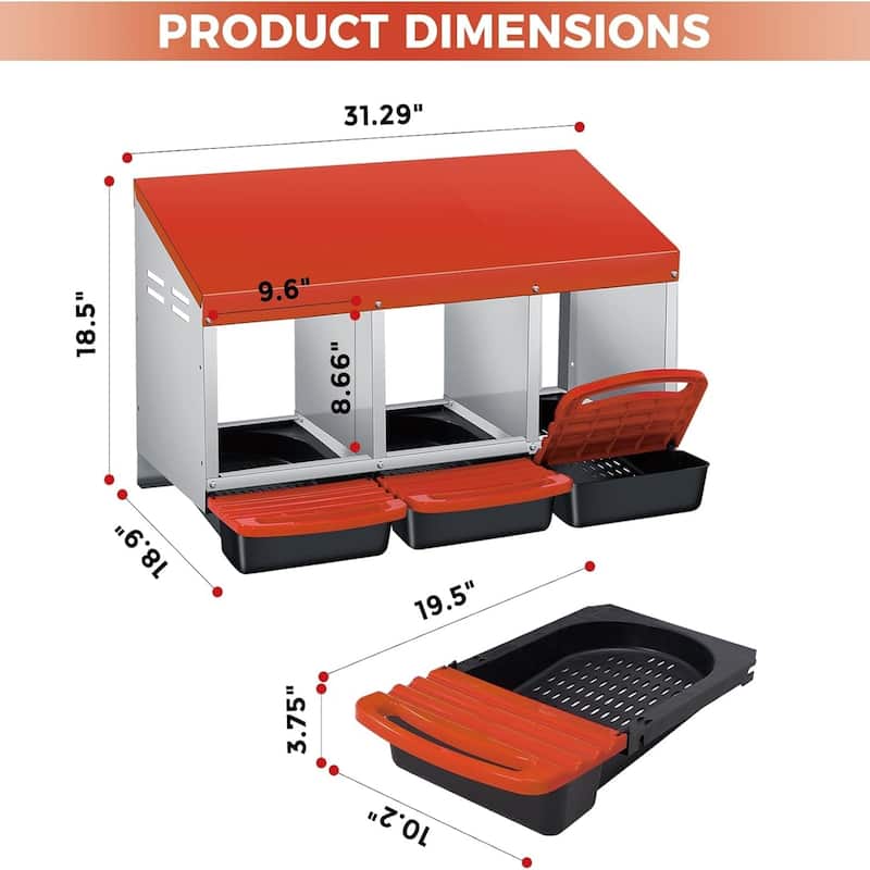 Roll-Away Nesting Boxes for Chickens Coop with Perch