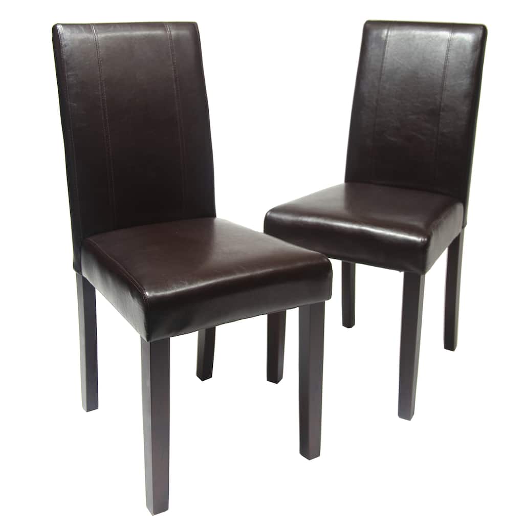 Urban Style Solid Wood Leatherette Padded Dining Chair (Set of 2)