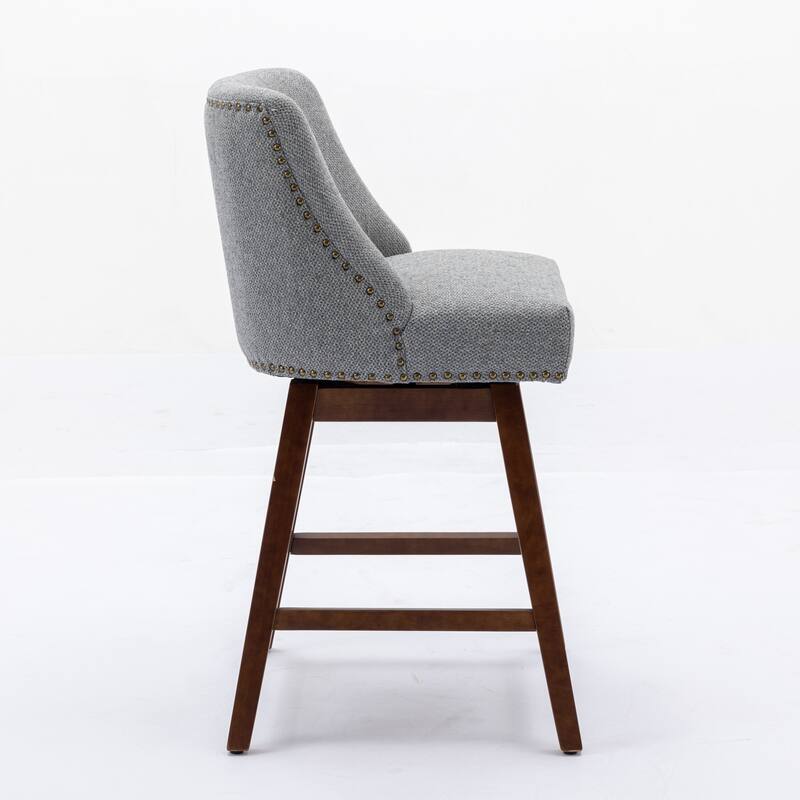 Roomfitters Counter Height Bar Stools Set of 2, 26'' Upholstered Swivel Dining Chairs with Curved Backrest