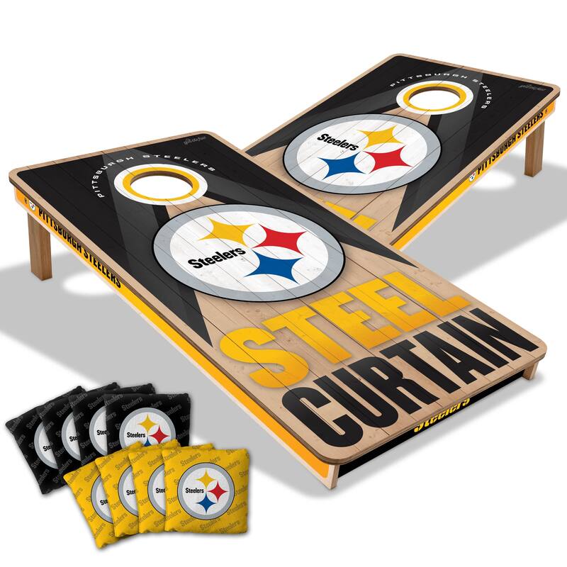 Pittsburgh Steelers NFL 2x4 Professional Cornhole Board Set - Include Team Bags + Case & LED Lights