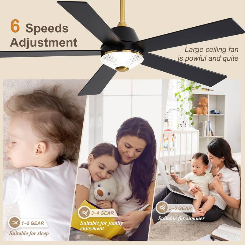 Bella Depot 52" Modern Ceiling Fan 6-Speed Reversible Fan with Remote Control