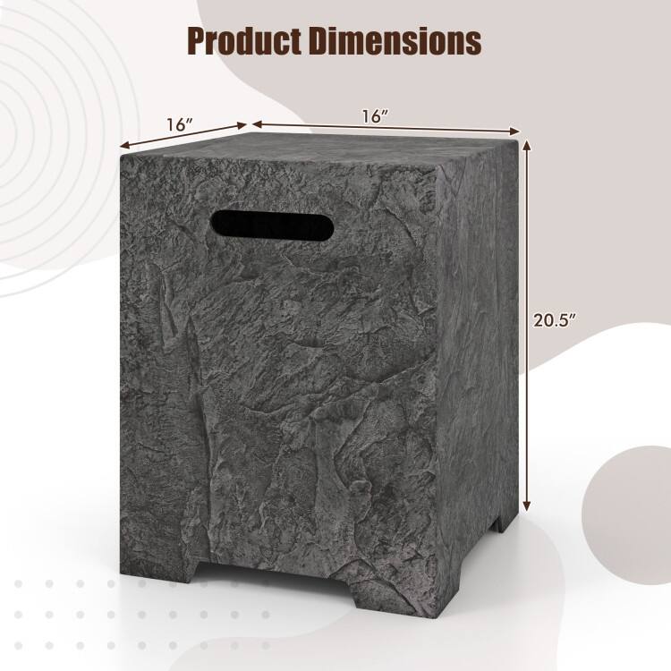 Gray Propane Tank Cover Table with Waterproof PVC Cover and Adjustable Feet - 42.5" x 17.5" x 13"