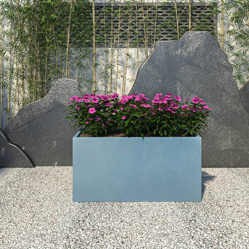 Bloom Rectangular Planter in Fiberstone and MgO Clay for Indoor Outdoor