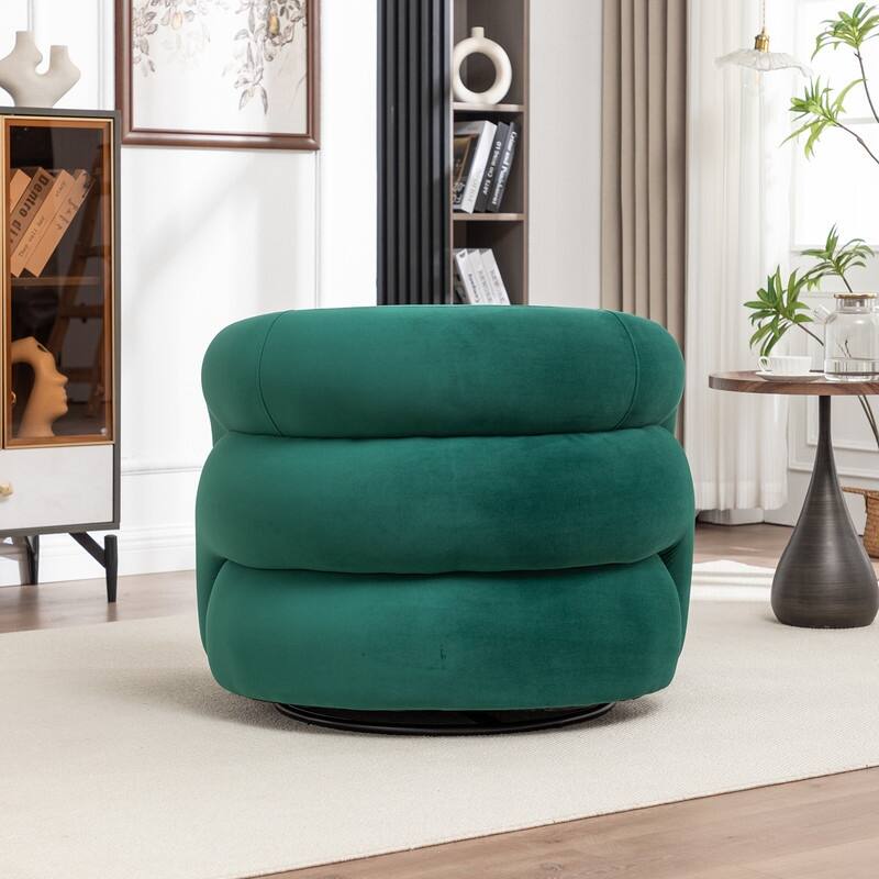 SEYNAR Modern Glam Velvet 360 Degree Swivel Accent Armchair with Tufted Back