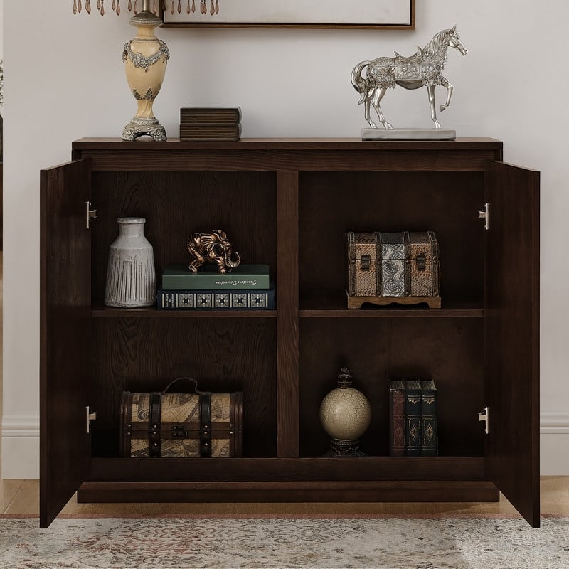 Mid Century Modern V-shape Storage Cabinet, Buffet Cabinet with Storage, Narrow Side Cabinet