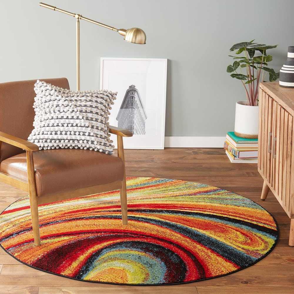 Home Dynamix Splash Adja Abstract Rainbow Swirl Area Rug