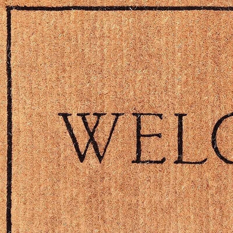 HomeRoots 18" X 30" Natural And Black Coir Welcome Outdoor Door Mat - 18' X '30