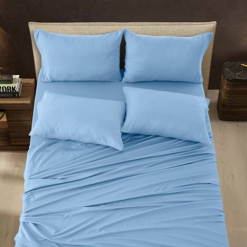 6 Piece Bed Sheet Set Deep Pocket Ultra Soft Microfiber Bedding Sheets