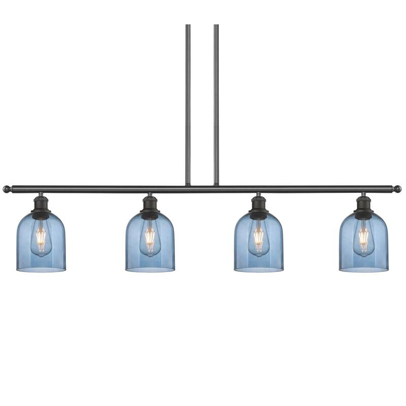 Innovations Lighting 516-4I-10-48 Bella Pendant Bella 4 Light 48" Wide - Oil Rubbed Bronze / Princess Blue