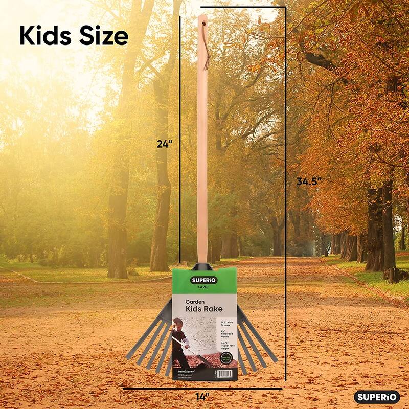 Kids Rake with 24" Hardwood Handle - Kids size - Gray/Light brown