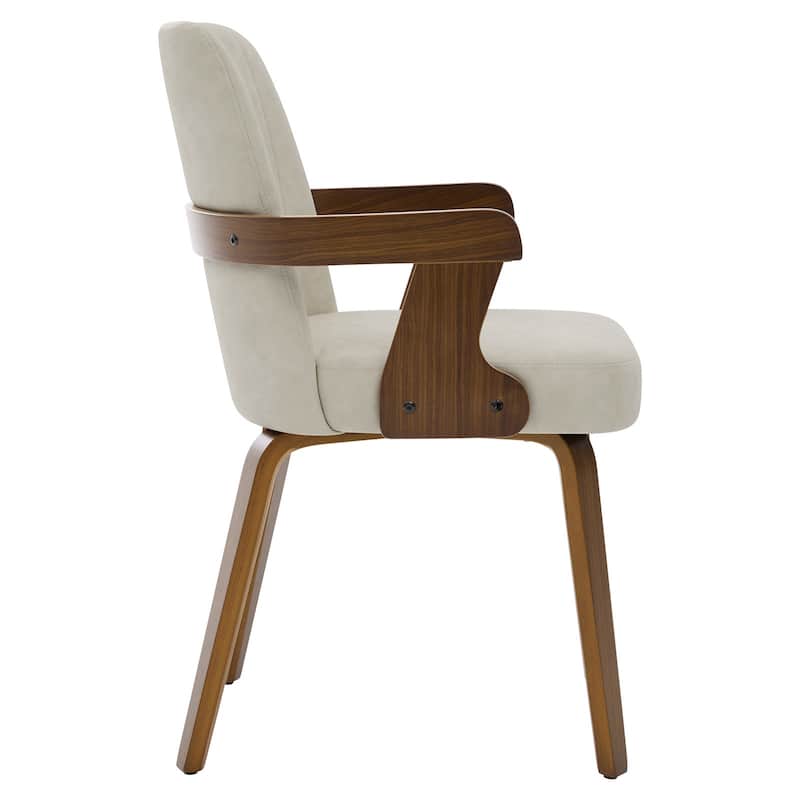 Mid-century Modern Upholstered Dining Chairs Bentwood Side Chairs with Armrests - 34.3"H x 19.9"W x 22.1"D