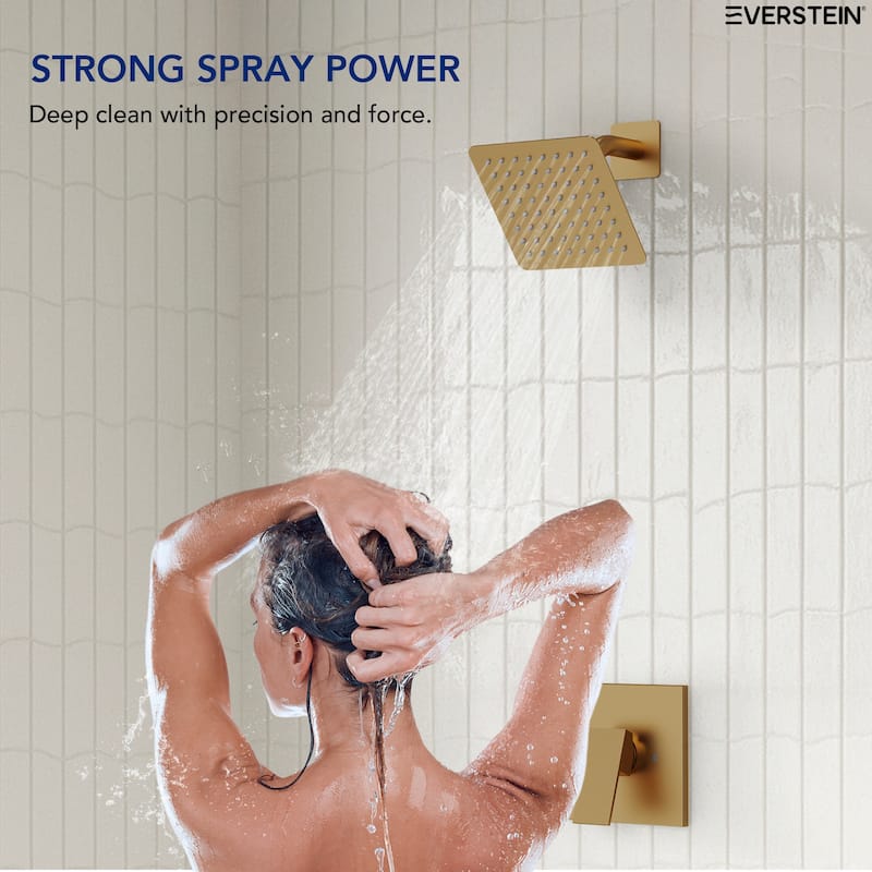 Stainless Steel Rainfall Shower Head, Single-Function Shower Faucet with Pressure-Balanced Valve