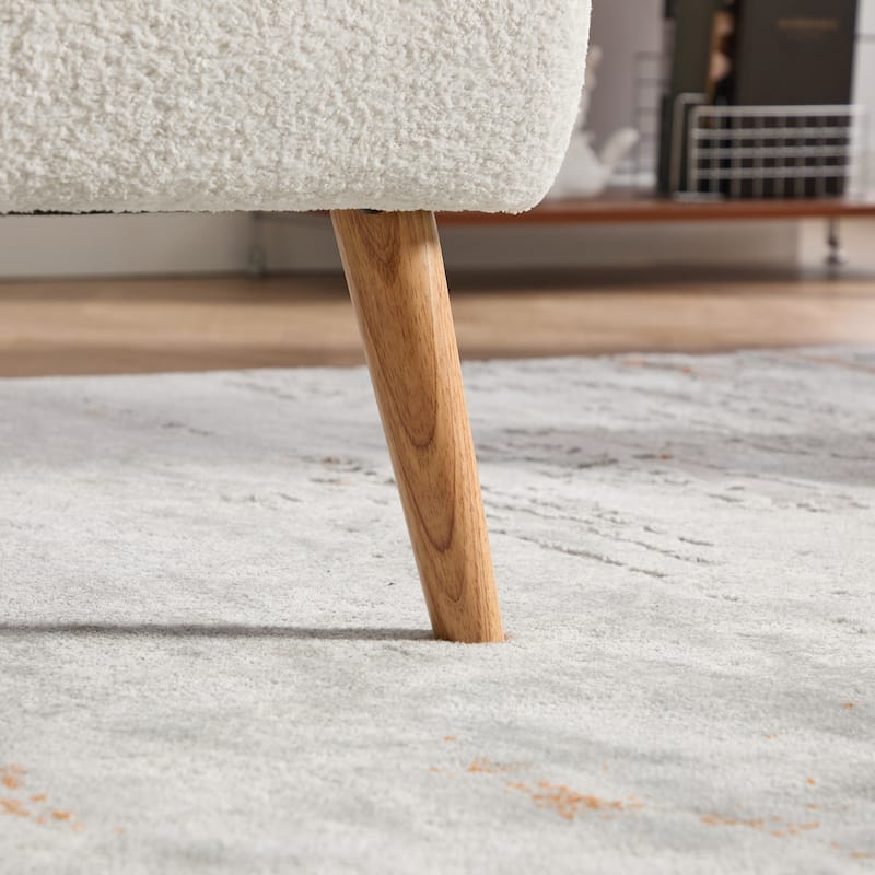 Chenille Armless Accent Chair with Rubber Wood Legs