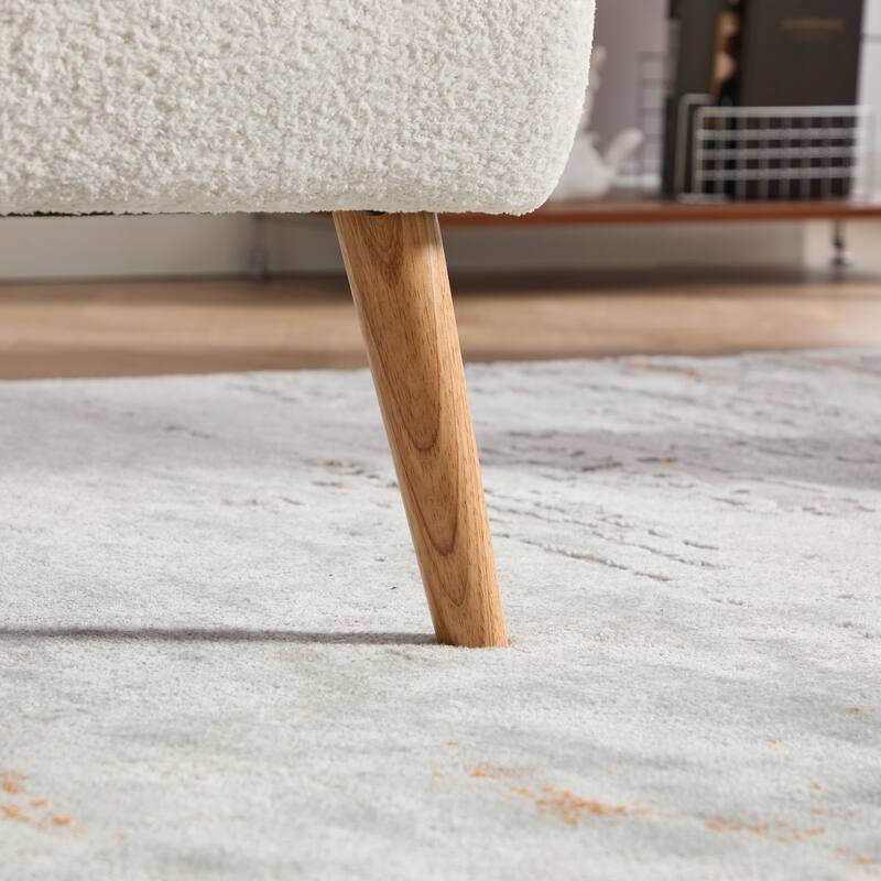 Modern Armless Accent Chair, Chenille Upholstered Lounge Chair, Vanity Chair with Rubber Wood Legs for Living Room, Bedroom