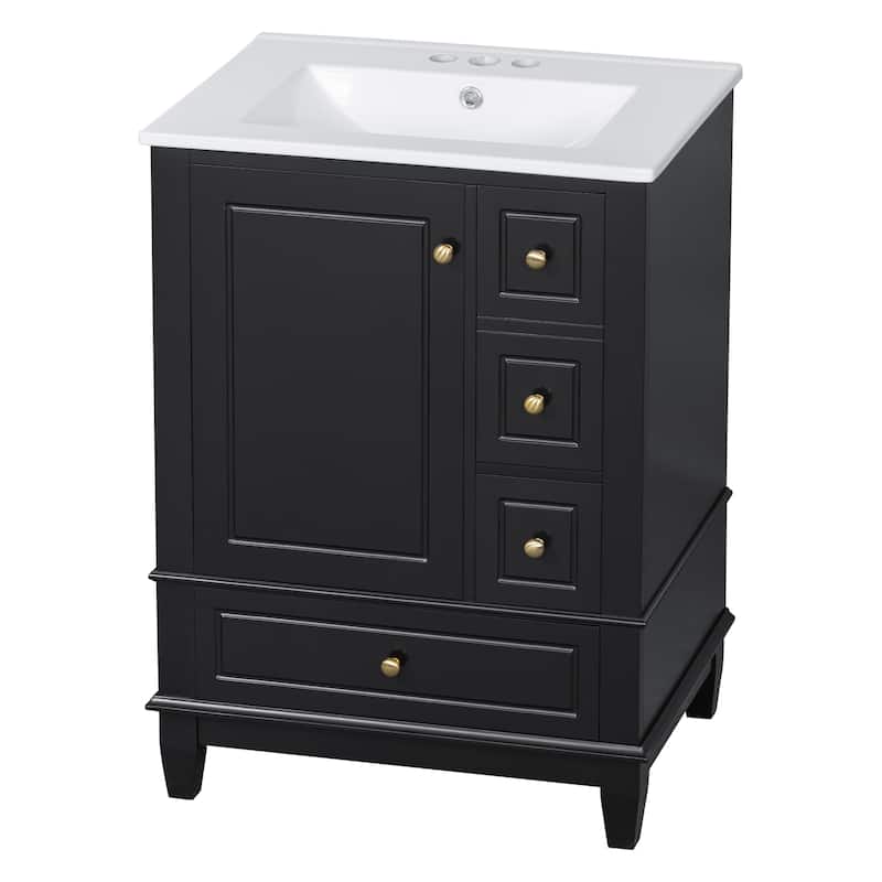 GDFStudio - Isabella 24-Inch Bathroom Vanity with Ceramic Sink and Smart Drawer Storage