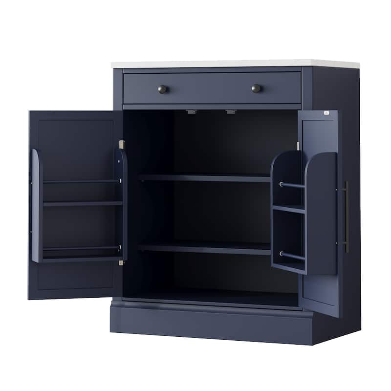 Modern Freestanding Kitchen Pantry,Buffet Food Storage, Coffee Bar Cabinet with Drawer, 2 Adjustable Shelves