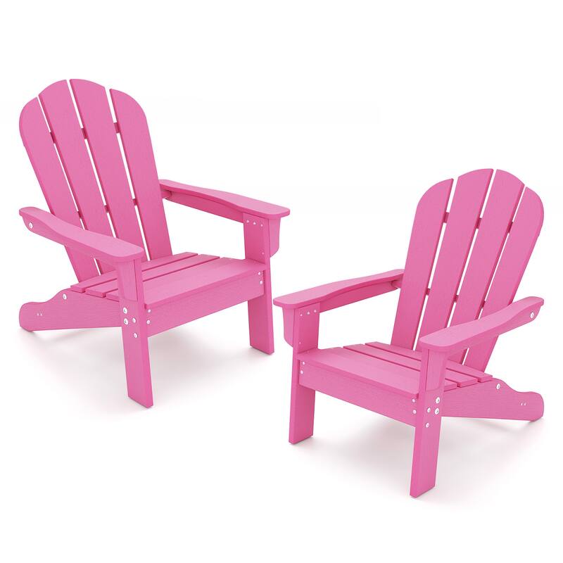 Gymax 2PCS Kid's Adirondack Chair All-Weather HDPE Toddler Lawn Chair - Pink