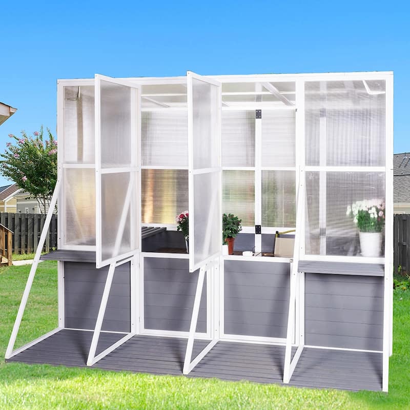 Large Greenhouse, Heavy Duty Walk-in Green House for Outside - 103.9''X98.4''X77.6'' - Hobby - 103.9''X98.4''X77.6'' - Wood