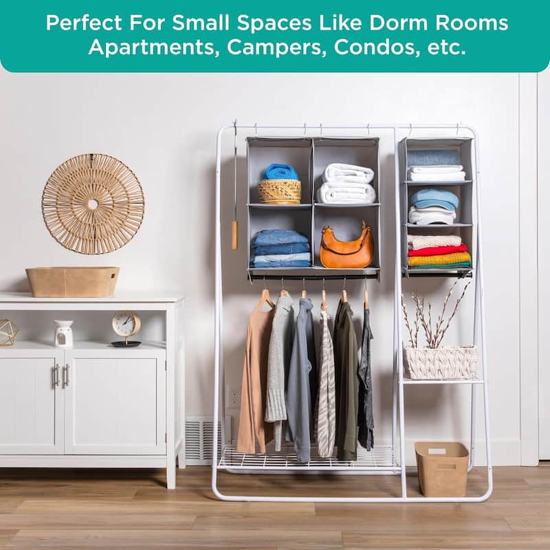 Hanging Closet Organizers with 3 Shelves - Closet Storage and RV Closet Organizer - Grey / Black