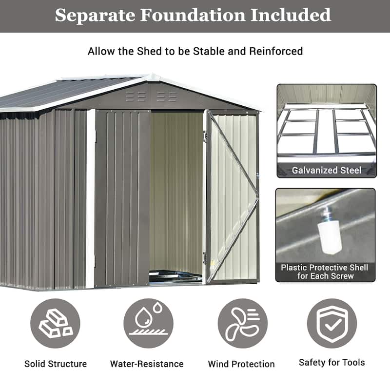 7.8 ft. W x 6 ft. D Metal Shed with Double Door (44 sq. ft.)