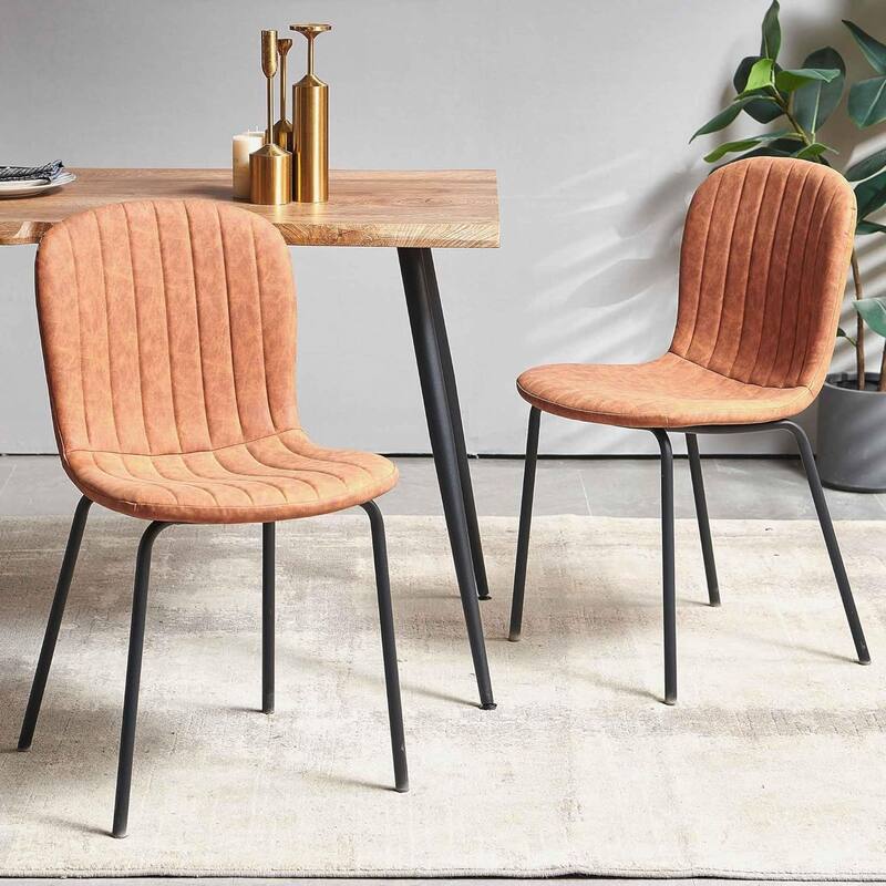 Howtai Upholstered Dining Chairs,Vintage PU Leather Accent Side Chairs