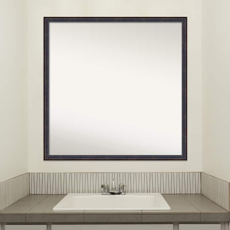 Non-Beveled Wood Bathroom Wall Mirror - Dark Bronze Scoop Frame - Dark Bronze Scoop