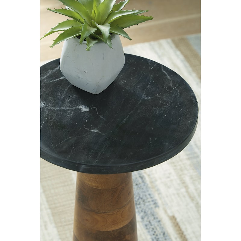 Signature Design by Ashley Quinndon Brown/Black Accent Table - 10.13" W x 10.13" D x 23" H