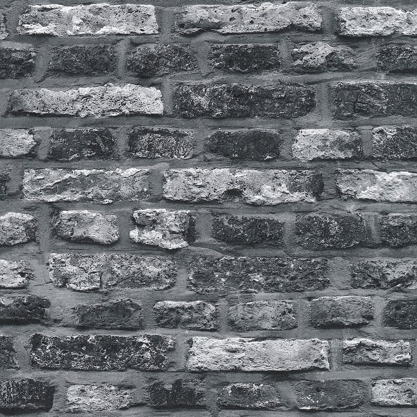 slide 2 of 10, Galerie Wallcoverings Bricks and More Collection Brickshire Residents Matte Finish Vinyl on Non-woven Wallpaper Roll 33-feet long x 21-inches wide - Black