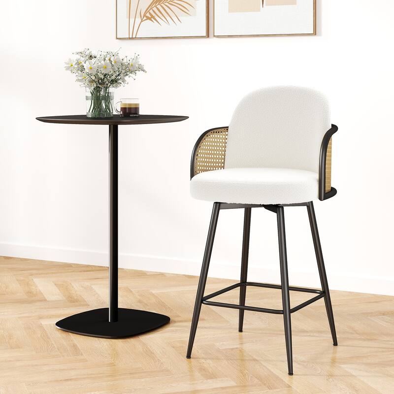 26" Swivel Boucle Fabric Upholstered Bar Stool - 38.2"H x 21.5"W x 23.2"D