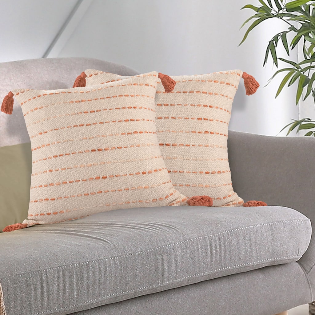 Sevita Striped Cotton Blend Throw Pillow, Set of 2